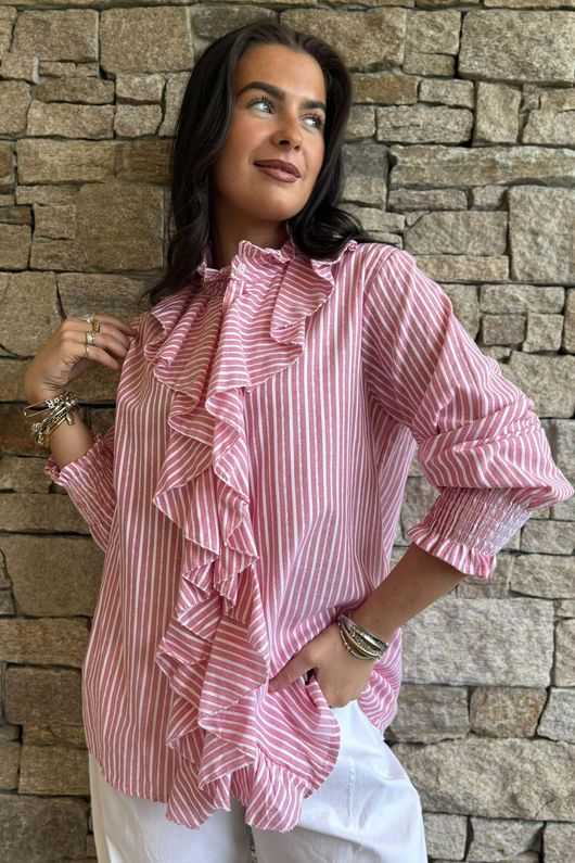 Nantucket Ruffle Blouse Soft Red /15=